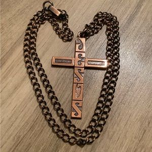 New Solid copper cross JESUS